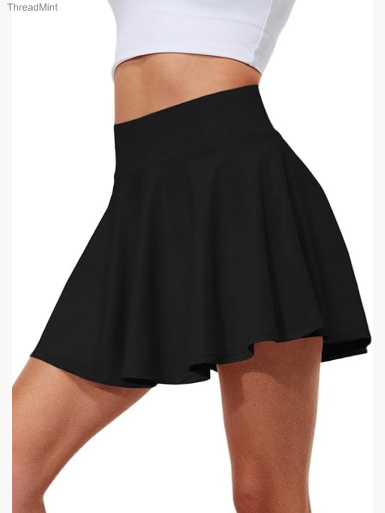 High Waisted Pleated Tennis Skort With Pockets - Lightweight Active Skirt
